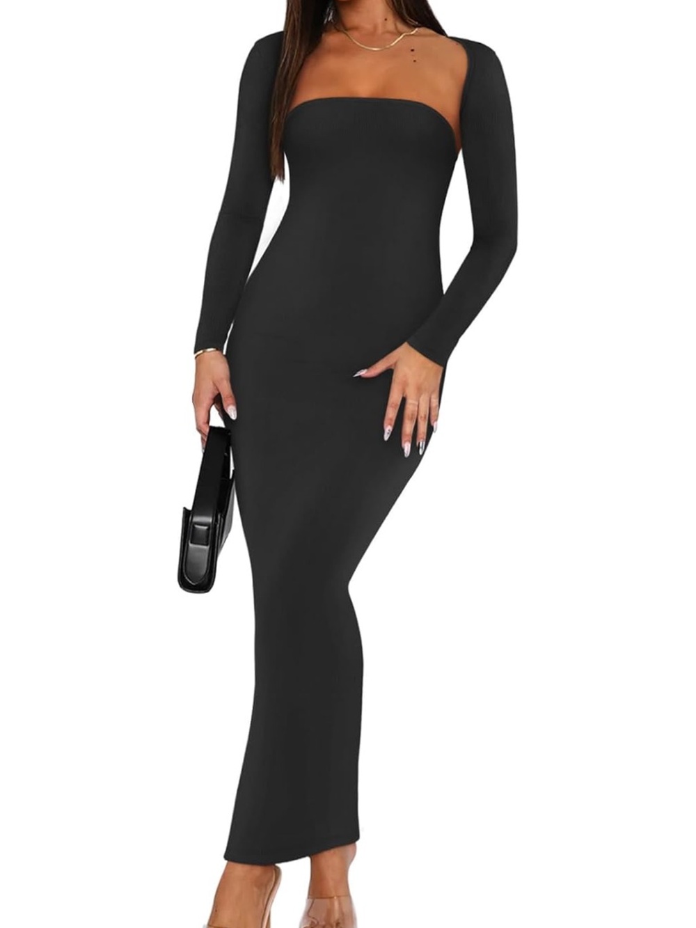 Women’s Two Piece Matching Set- Bodycon Maxi & Long sleeve Bolero shrug